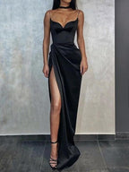 Black Mermaid Spaghetti Straps Cheap Long Prom Dress