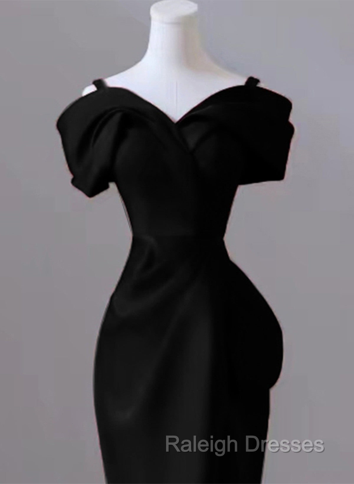 Black Mermaid Sweetheart Off Shoulder Prom Dresses Black Satin Prom Dresses