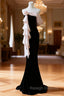 Black Mermaid Velvet Strapless Prom Dress