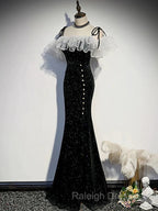 Black Off Shoulder Mermaid Long Prom Dresses Black Wedding Prom Dresses