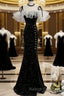 Black Off Shoulder Mermaid Long Prom Dresses Black Wedding Prom Dresses