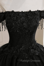 Black Off Shoulder Sweet 16 Formal Dress with Lace Black Formal Dress prom dresses shops