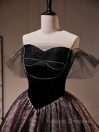 Black Off Shoulder Tulle Short Prom Dress, Black Homecoming Dress