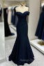 Black Off-the-shoulder Sweetheart Sleeveless Long Mermaid Prom Dress