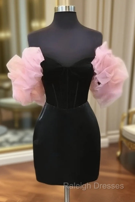 Black Off the Shoulder Velvet Tight Homecoming Dress Main image
