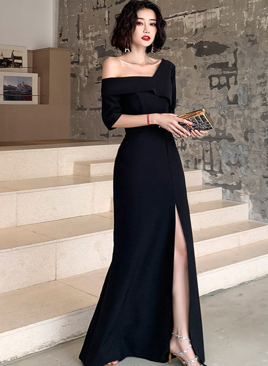 Black One Shoulder Slit Long Evening Dress, Black Formal Dress Prom Dress Secondary image