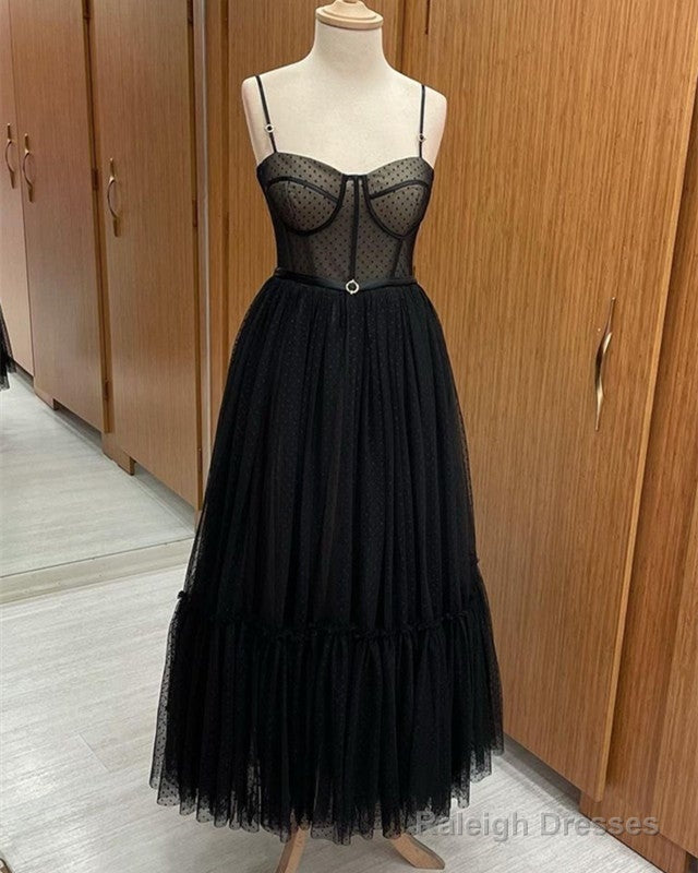 Black Polka Dot Tulle Midi Dress