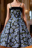 Black Print Spaghetti Straps Homecoming Dress