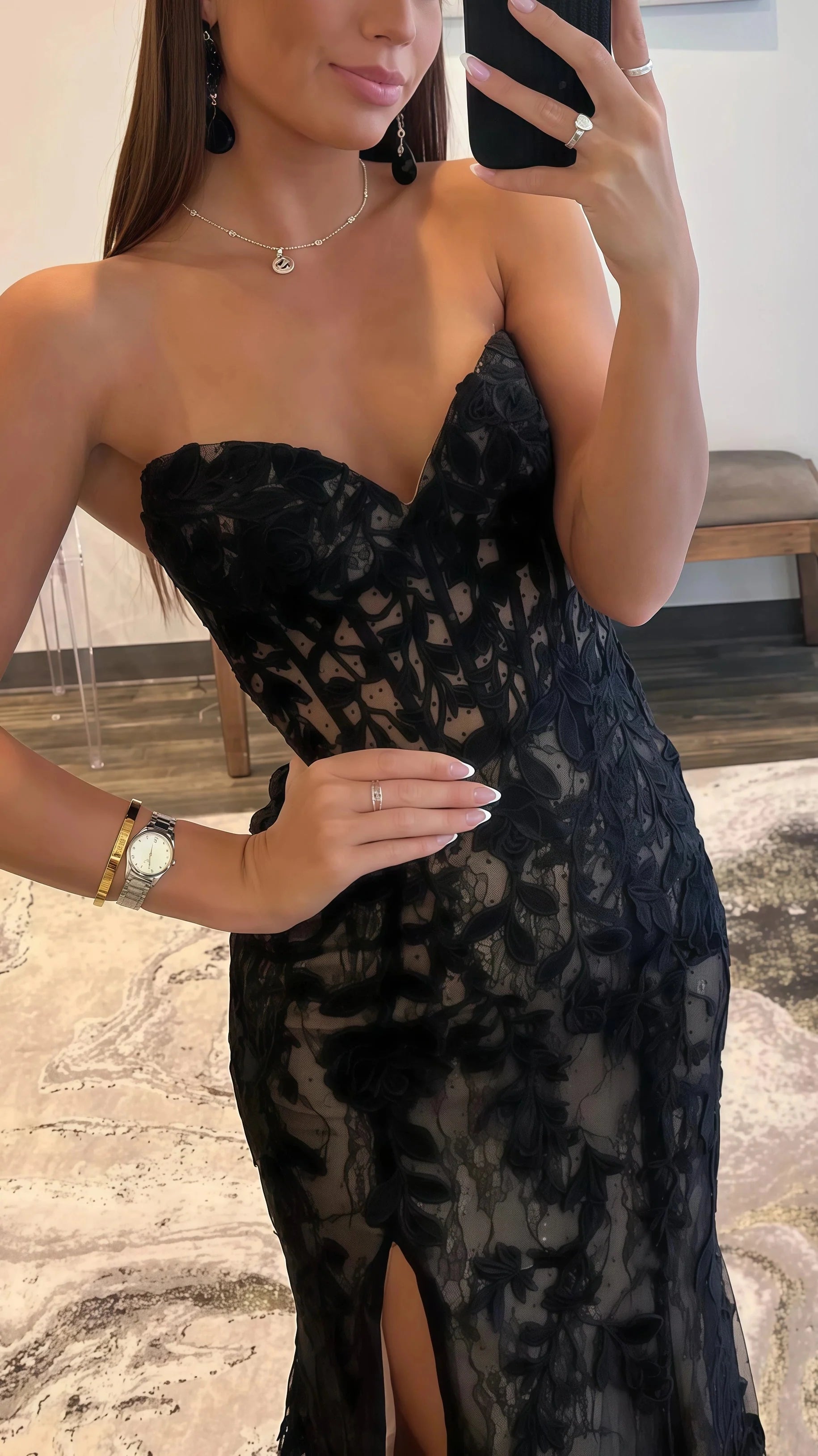 Black Prom Dress Sweetheart Lace Mermaid Prom Dresses