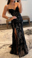 Black Prom Dress Sweetheart Lace Mermaid Prom Dresses