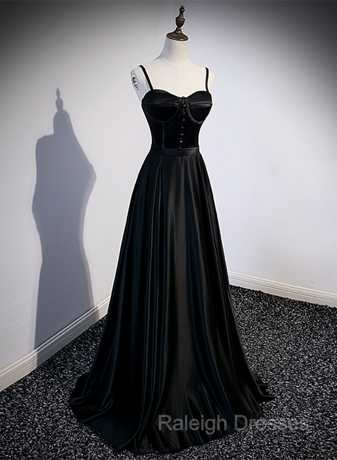 Black Satin Long Party Dress Black Simple Junior Prom Dress prom dresses shops