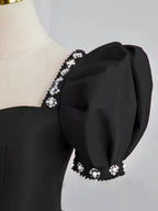 Black Satin Long Formal Prom Dress, Black Prom Dress
