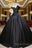 Black Satin Off the Shoulder Bow Quinceanera Dress