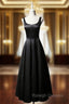 Black Satin Straps Black Short Prom Dress
