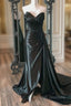 Black Satin Sweetheart Pleats Prom Dress