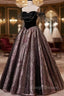 Black Satin Tulle Long Prom Dress, A Line Off Shoulder Prom Dress Formal Dress