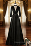 Black Satin Velvet Short Sleeve Prom Dress