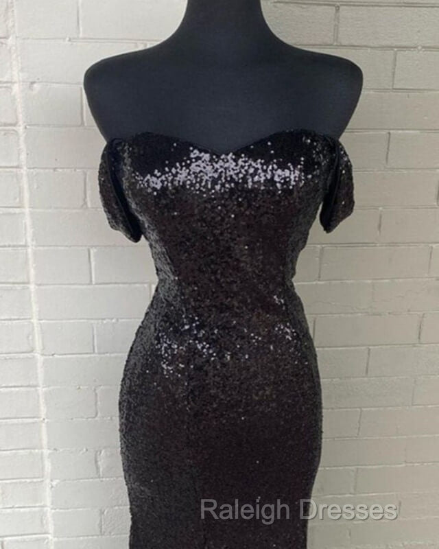 Black Sequin Off Shoulder Mermaid Dresses Secondary image