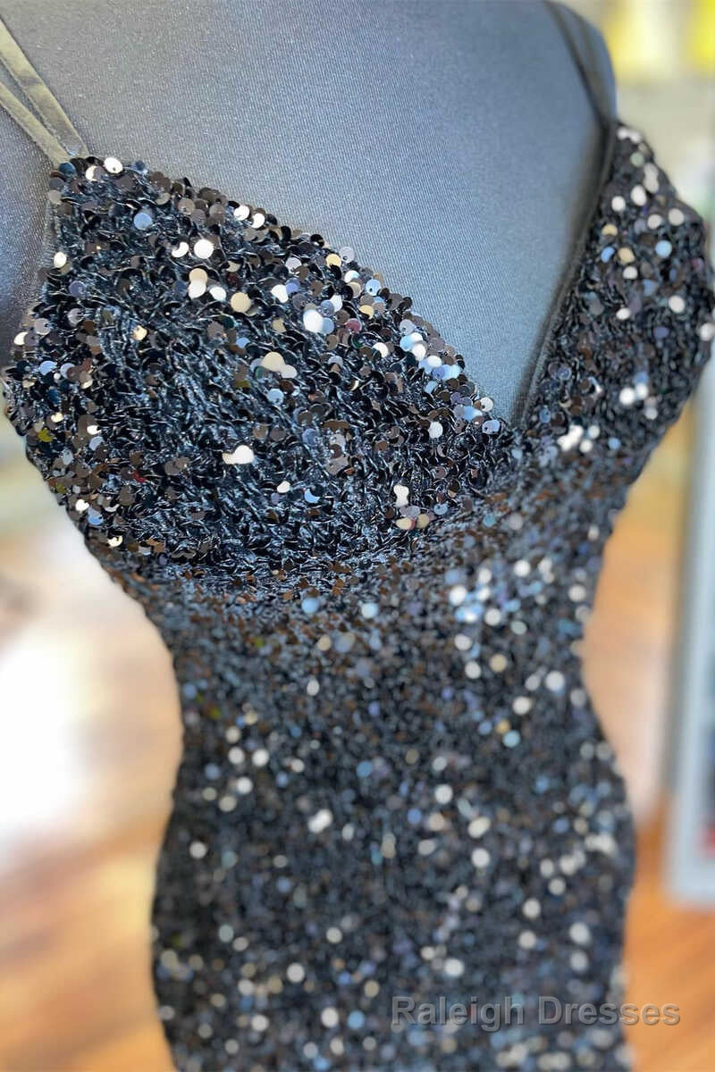 Black Sequin V Neck Backless Short Homecoming Dress Wedding Secondary image