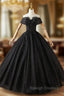 Black Sequins Off the Shoulder Appliques Quinceanera Dress