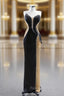Black Sheath Strapless Beading Prom Dresses