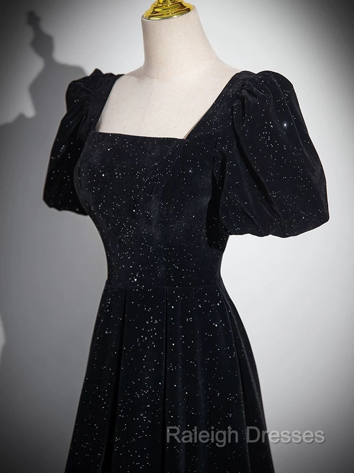 Black Short Sleeves A-line Simple Prom Dress, Black Party Dress Bridesmaid Dress Secondary image