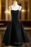 Black Spaghetti Strap Satin Prom Dress