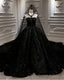 Black Sparkly Wedding Dresses Ball Gowns With Cape Veil