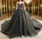 Black Strapless Dresses Sweetheart Tulle Quinceanera Dresses