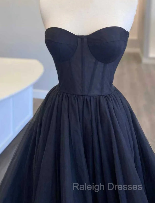 Black Strapless Long Prom Dresses with Ruffle Skirt Secondary image