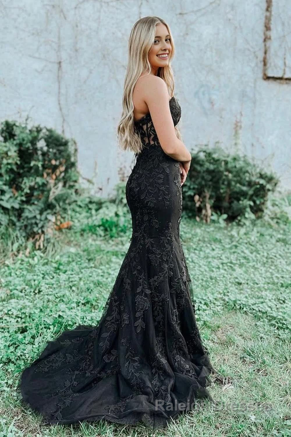 Black Strapless Prom Dress with Appliques Secondary image