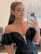 Black Strapless Sequins Long Mermaid Prom Dress