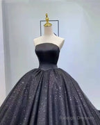 Black Strapless Sparkly Ball Gowns Dresses