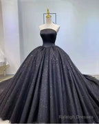 Black Strapless Sparkly Ball Gowns Dresses