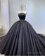 Black Strapless Sparkly Ball Gowns Dresses