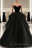 Black Strapless Layered Velvet Tulle Long Prom Dress Evening Dress