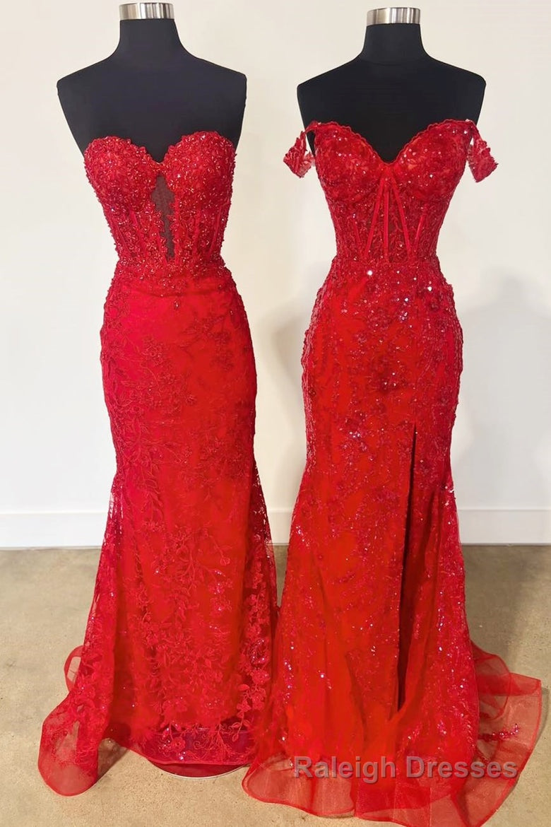 Black Sweetheart Lace Appliques Mermaid Long Prom Dresses