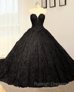 Black Sweetheart Lace Wedding Dresses Ball Gowns