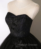 Black Sweetheart Neck Tulle Long Prom Dress Black Prom Dress