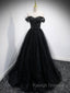 Black Sweetheart Off Shoulder Tulle Long Prom Dresses Black Prom Dresses