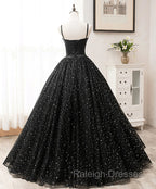 Black Sweetheart Straps Tulle Long Evening Gown Sleeveless Floor-Length Prom Dresses prom dresses shops
