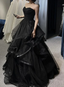 Black Sweetheart Tulle Long Evening Gown, Black Party Dress Prom Dress