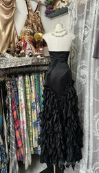 Black Temperament Sweetheart Neck Mermaid Satin Prom Dresses Birthday Dresses Prom Dresses