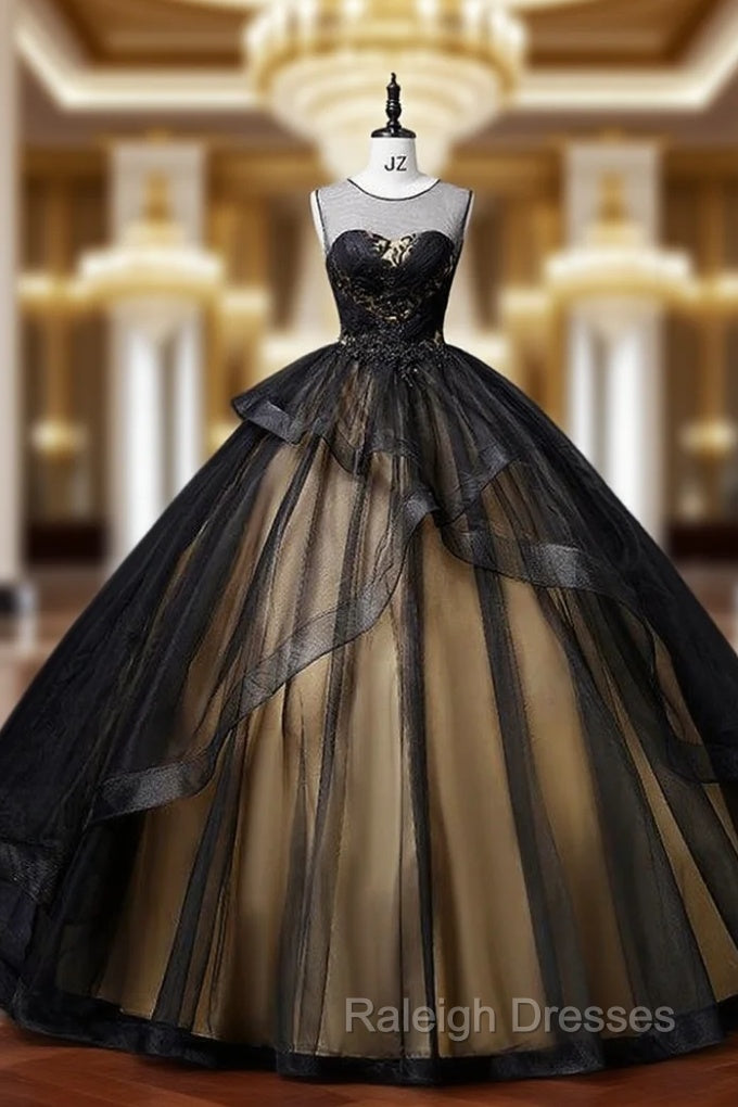 Black Tulle Backless Beading Quinceanera Dress Main image