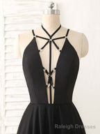 Black Tulle Backless Long Prom Dress, Black Evening Dress