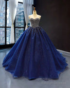 Black Tulle Ball Gowns Dress Sweetheart Beaded