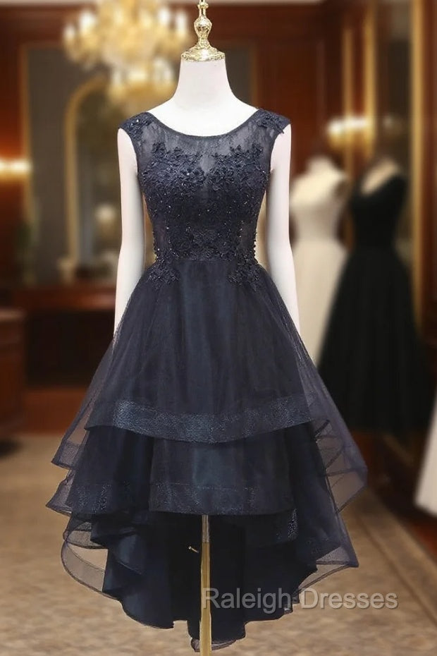 Black Tulle  Appliques Beading Prom Dress Main image