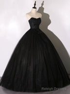 Black Tulle Lace Long Prom Dresses Black Lace Sweet 16 Dresses