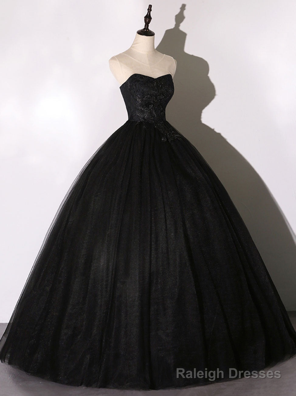 Black Tulle Lace Long Prom Dresses Black Lace Sweet 16 Dresses