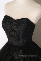 Black Tulle Lace Long Prom Dress, Black Scoop Neckline Prom Prom Dress